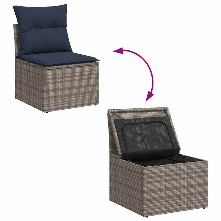 sofasæt til haven 8 dele med hynder polyrattan akacietræ grå