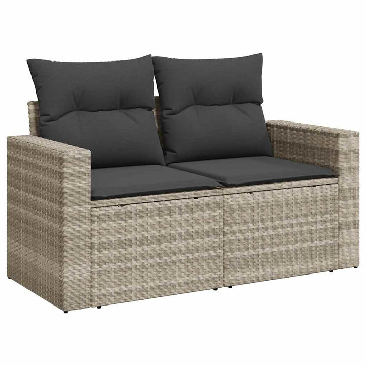 sofasæt til haven 7 dele med hynder polyrattan lysegrå