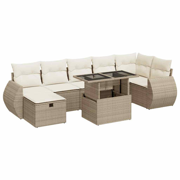 sofasæt til haven 8 dele med hynder polyrattan beige