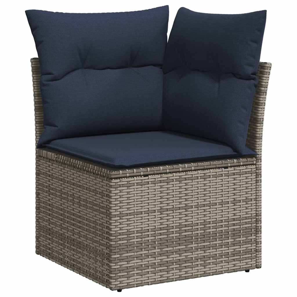 sofasæt til haven 8 dele med hynder polyrattan akacietræ grå