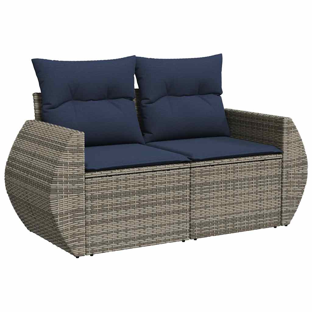 sofasæt til haven 8 dele med hynder polyrattan akacietræ grå