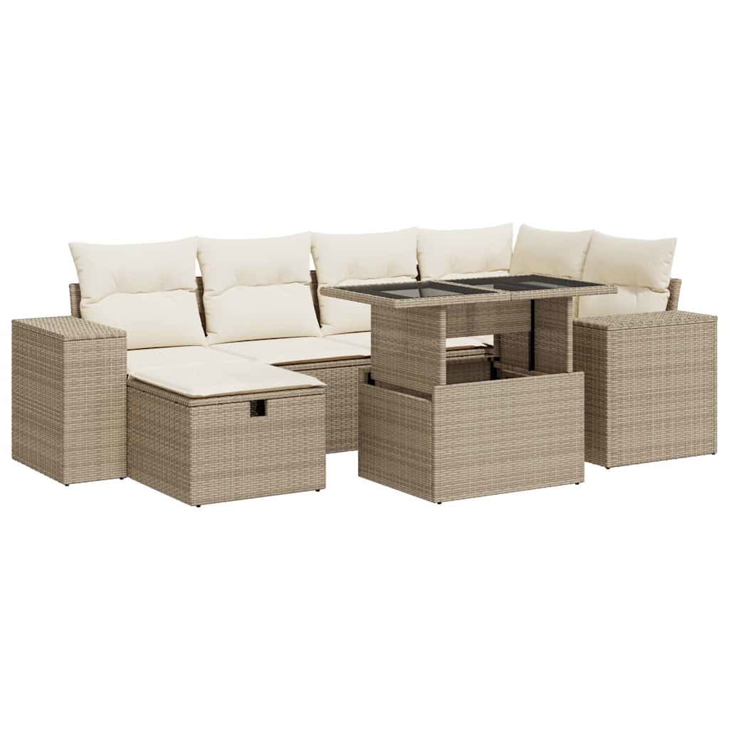 sofasæt til haven 8 dele med hynder polyrattan beige