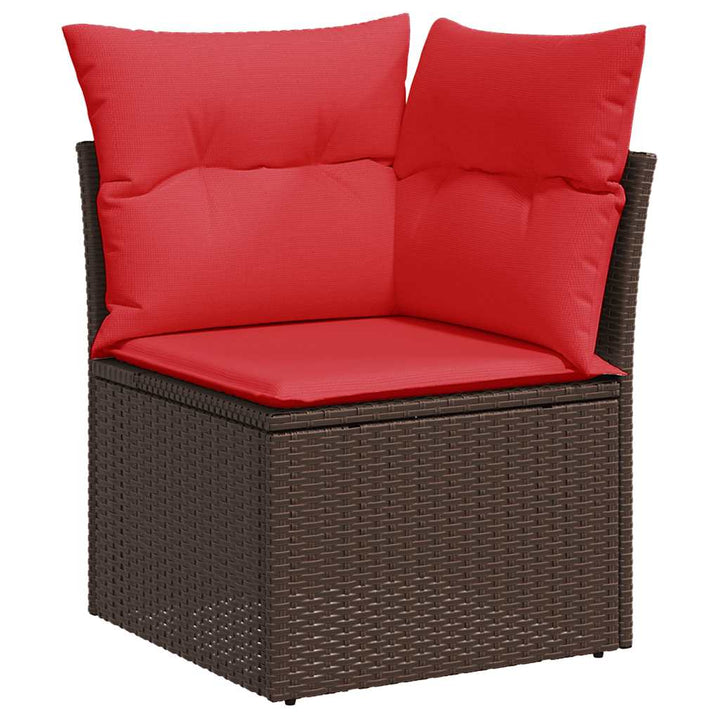 sofasæt til haven 7 dele med hynder polyrattan akacietræ sort