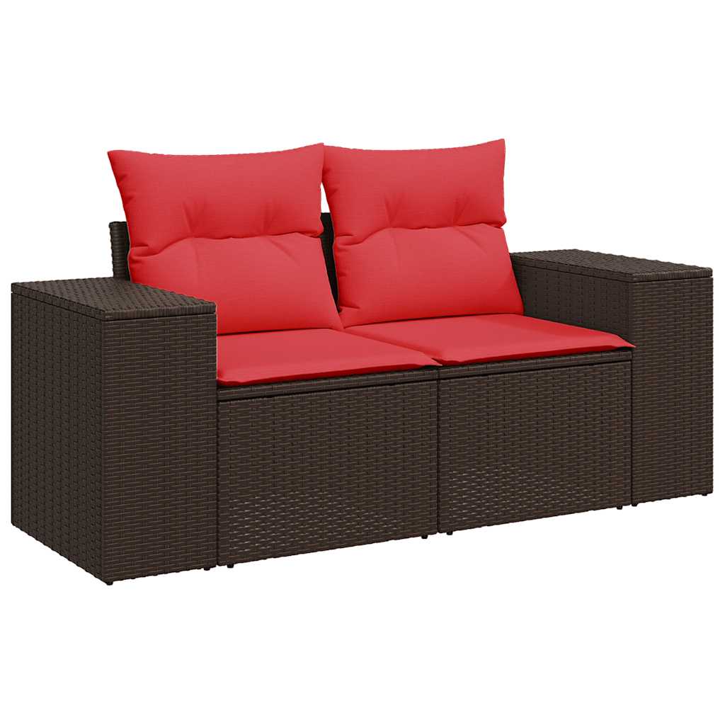 sofasæt til haven 7 dele med hynder polyrattan akacietræ sort