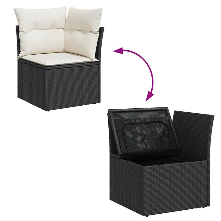 sofasæt til haven 8 dele med hynder polyrattan akacietræ sort