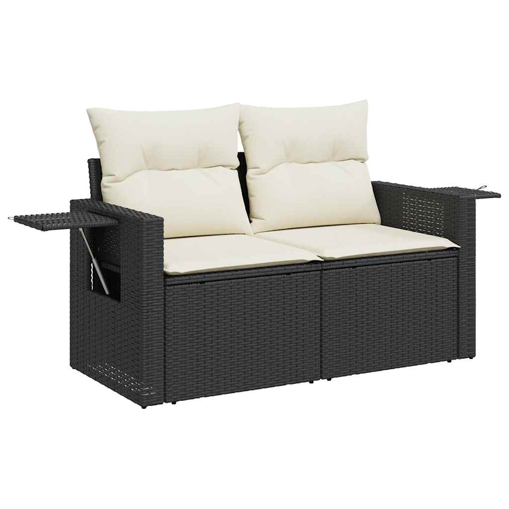 sofasæt til haven 8 dele med hynder polyrattan akacietræ sort