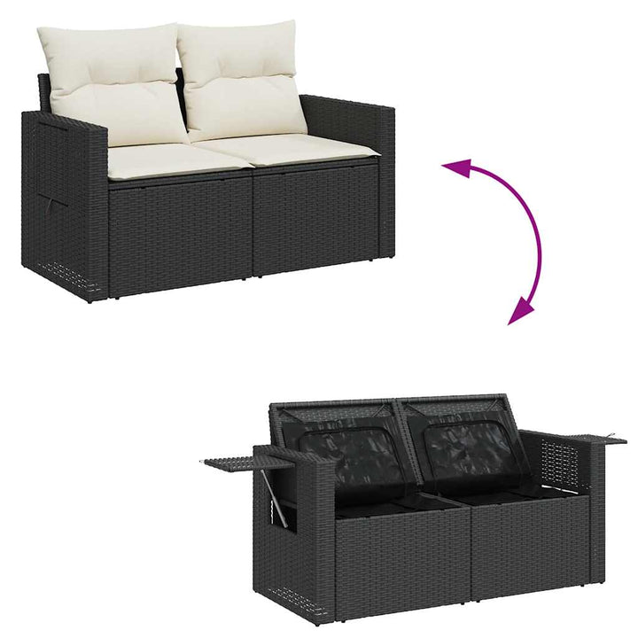 sofasæt til haven 8 dele med hynder polyrattan akacietræ sort