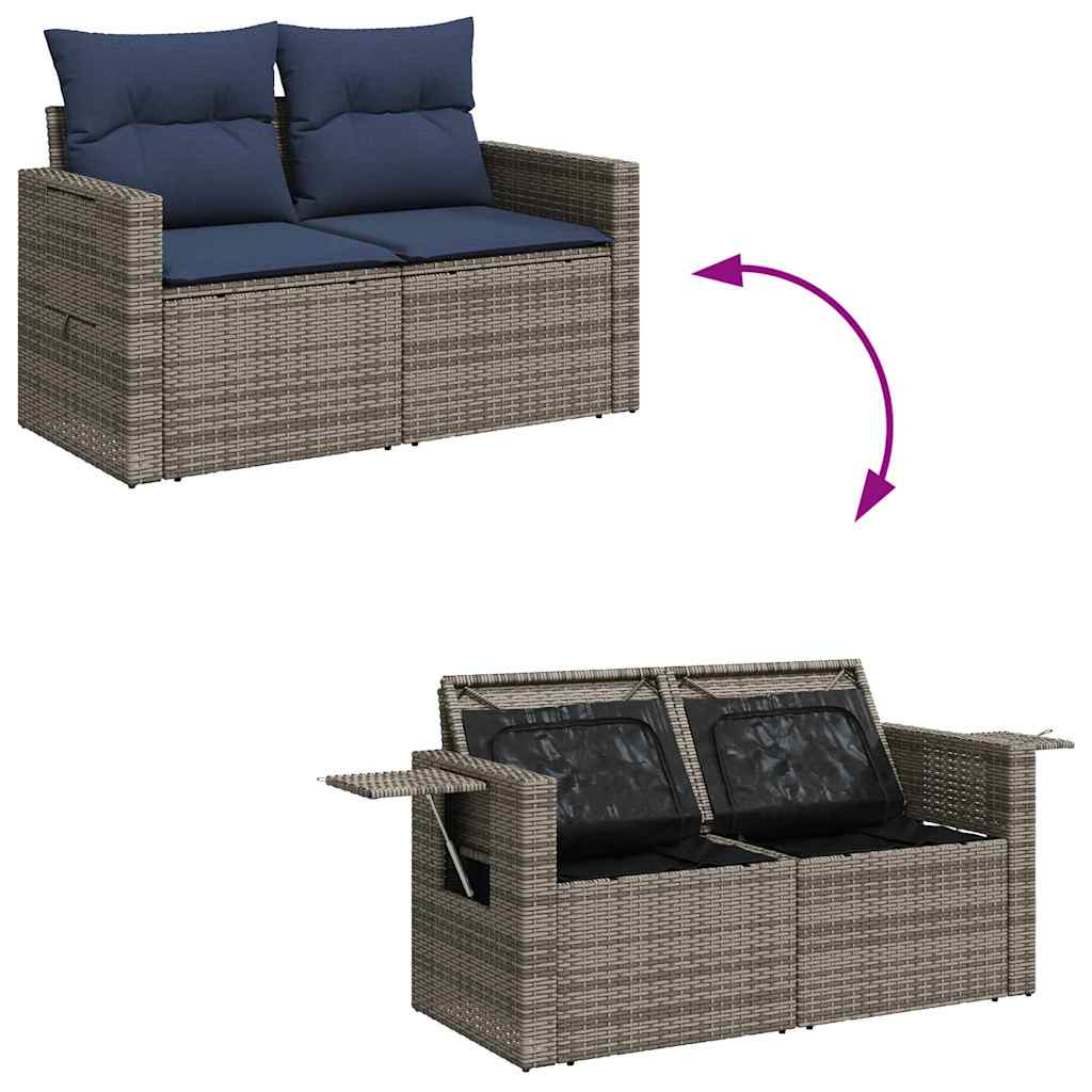 sofasæt til haven 7 dele med hynder polyrattan akacietræ sort