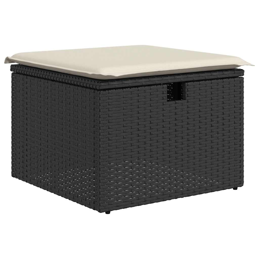 sofasæt til haven 8 dele med hynder polyrattan akacietræ sort
