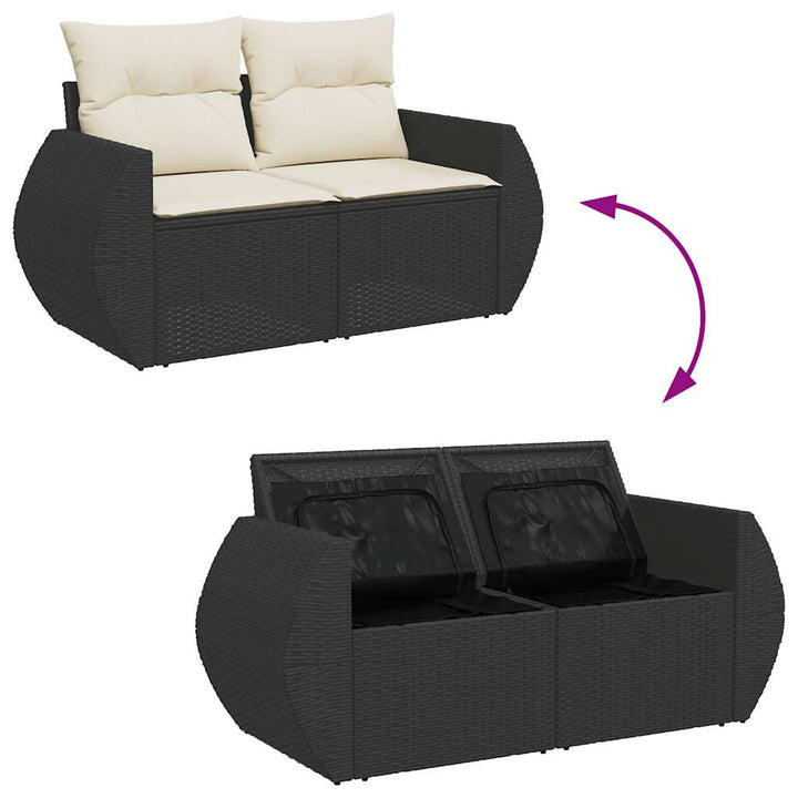 sofasæt til haven 8 dele med hynder polyrattan akacietræ sort
