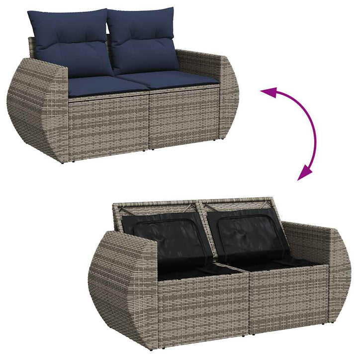 sofasæt til haven 8 dele med hynder polyrattan akacietræ grå