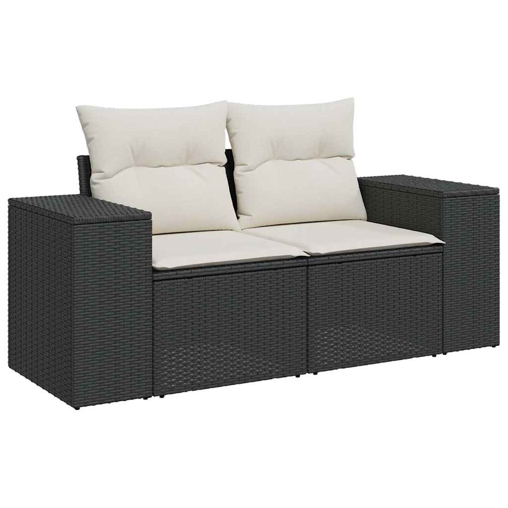 sofasæt til haven 8 dele med hynder polyrattan akacietræ sort