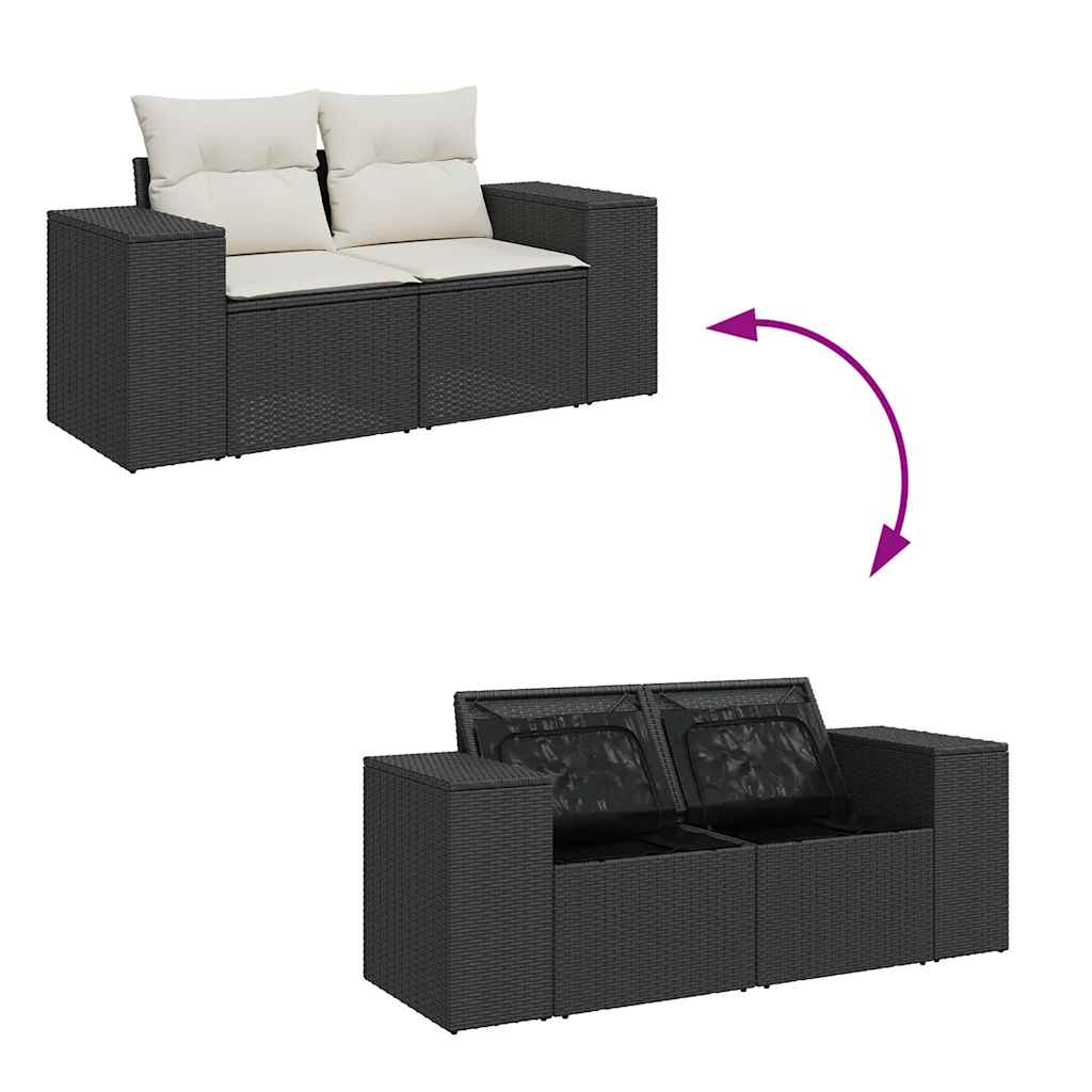 sofasæt til haven 8 dele med hynder polyrattan akacietræ sort