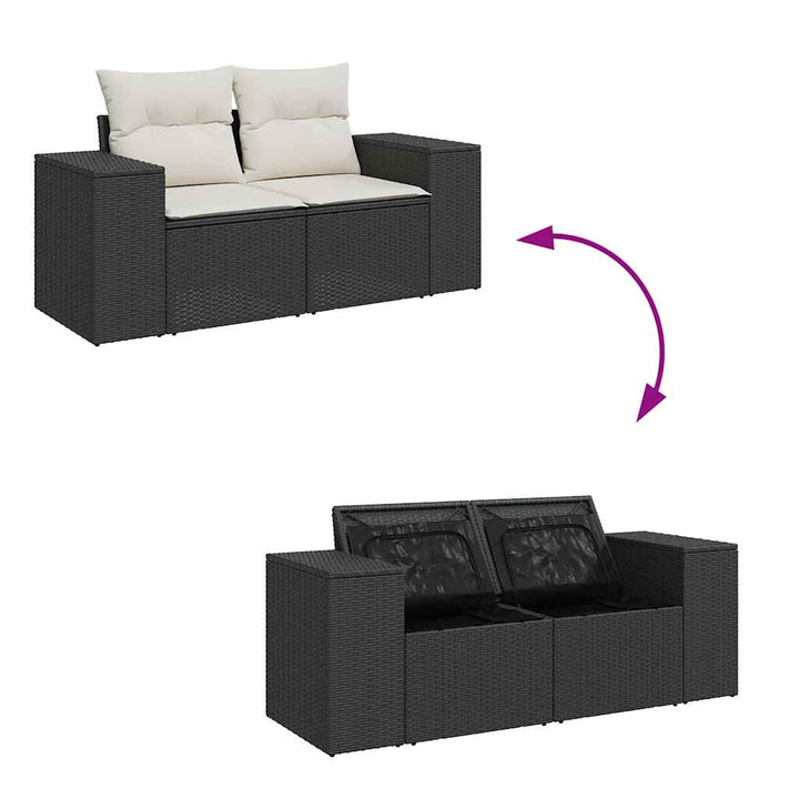 sofasæt til haven 8 dele med hynder polyrattan akacietræ sort