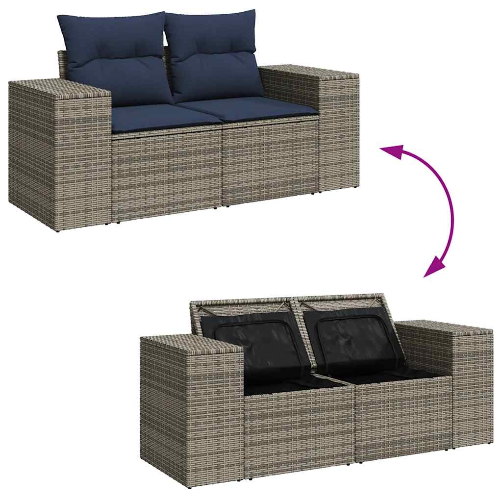 sofasæt til haven 7 dele med hynder polyrattan akacietræ brun