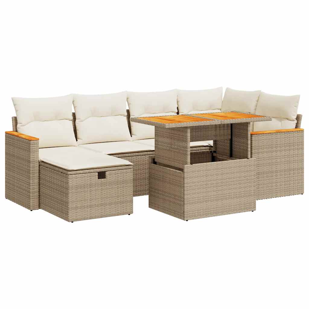 sofasæt til haven 8 dele med hynder polyrattan beige