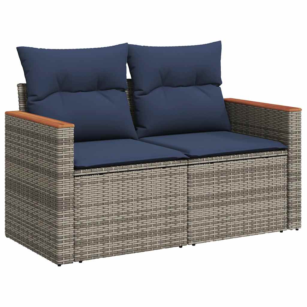 sofasæt til haven 8 dele med hynder polyrattan akacietræ grå