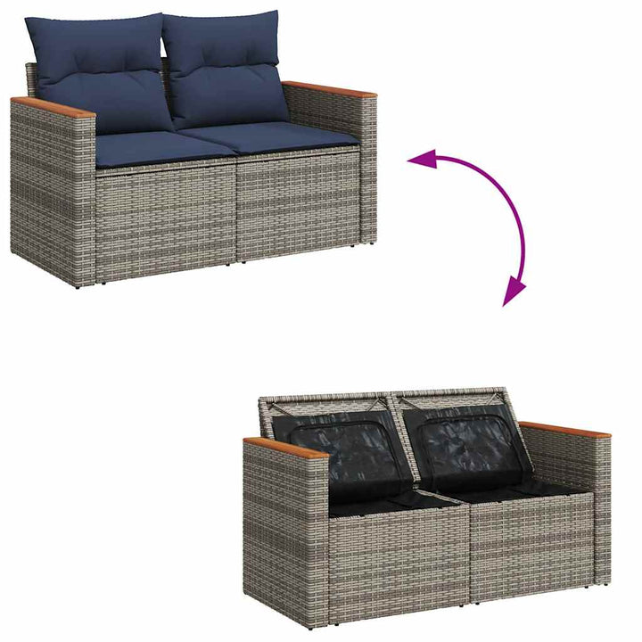 sofasæt til haven 8 dele med hynder polyrattan akacietræ grå