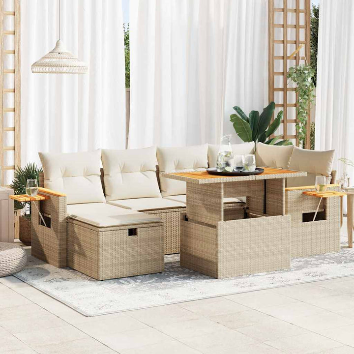 sofasæt til haven 8 dele med hynder polyrattan beige