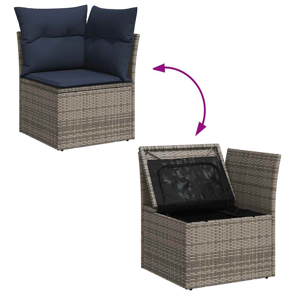sofasæt til haven 8 dele med hynder polyrattan akacietræ grå