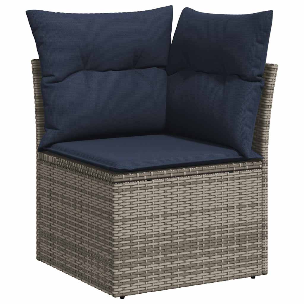 sofasæt til haven 8 dele med hynder polyrattan akacietræ grå