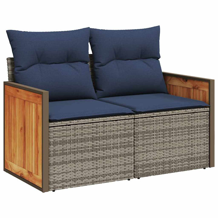 sofasæt til haven 8 dele med hynder polyrattan akacietræ grå