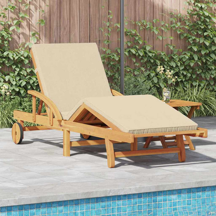 Solstol med pude Beige 200 x 67 x 84cm Massivt akacietræ