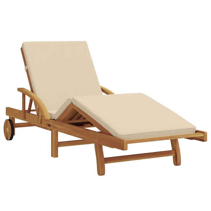 Solstol med pude Beige 200 x 67 x 84cm Massivt akacietræ