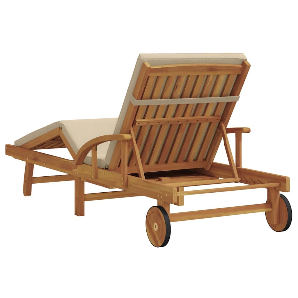 Solstol med pude Beige 200 x 67 x 84cm Massivt akacietræ