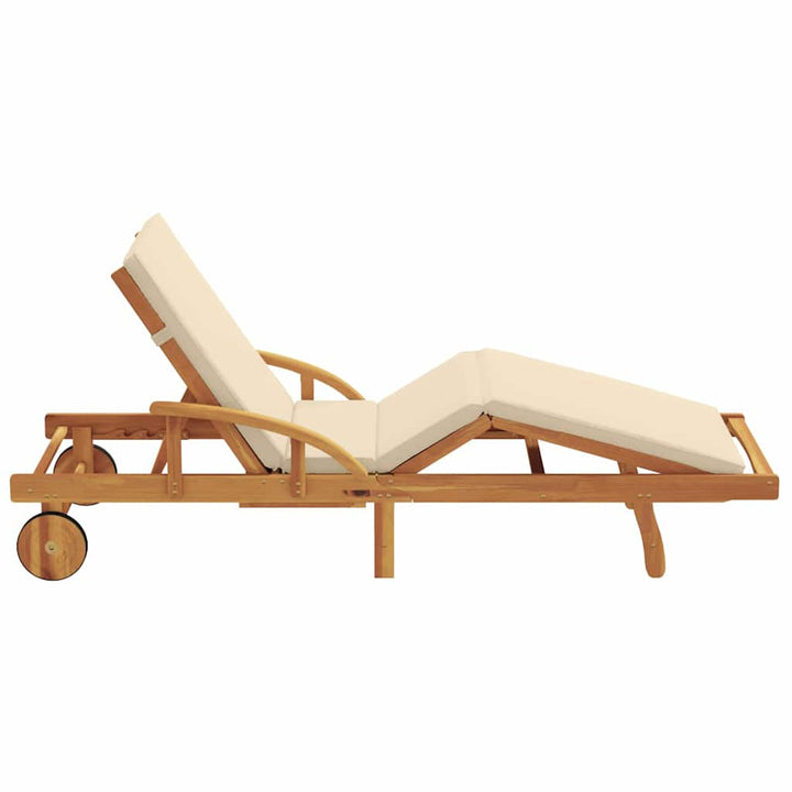 Solstol med pude Beige 200 x 67 x 84cm Massivt akacietræ
