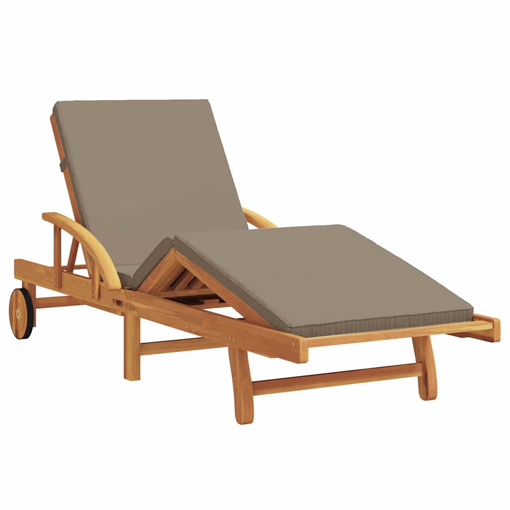 Solstol med pude Gråbrun 200 x 67 x 84cm Massivt akacietræ