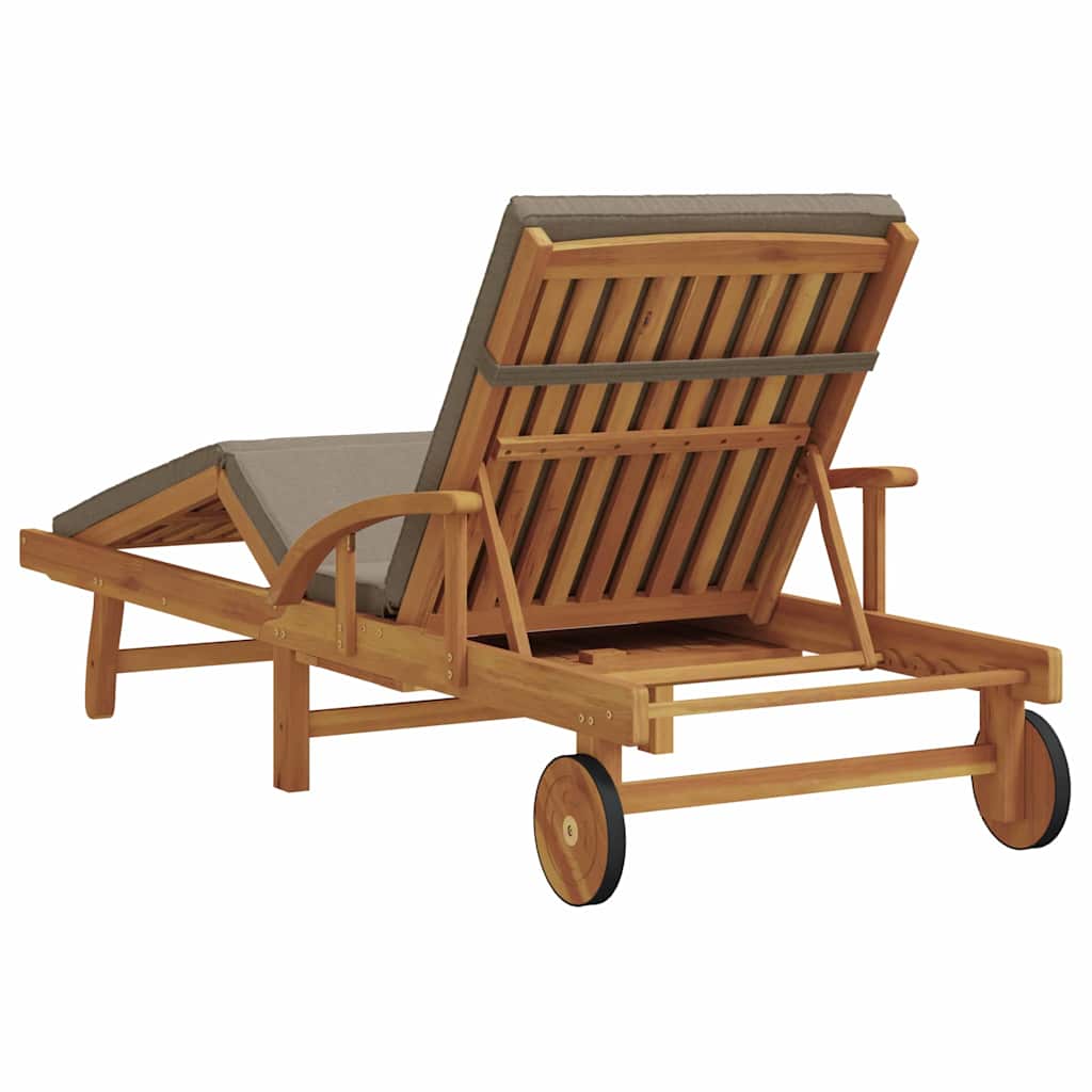 Solstol med pude Gråbrun 200 x 67 x 84cm Massivt akacietræ