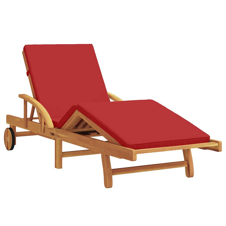 Solstol med pude 1-person Rød 200 x 67 x 84cm Massivt akacietræ