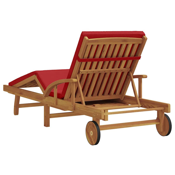 Solstol med pude 1-person Rød 200 x 67 x 84cm Massivt akacietræ