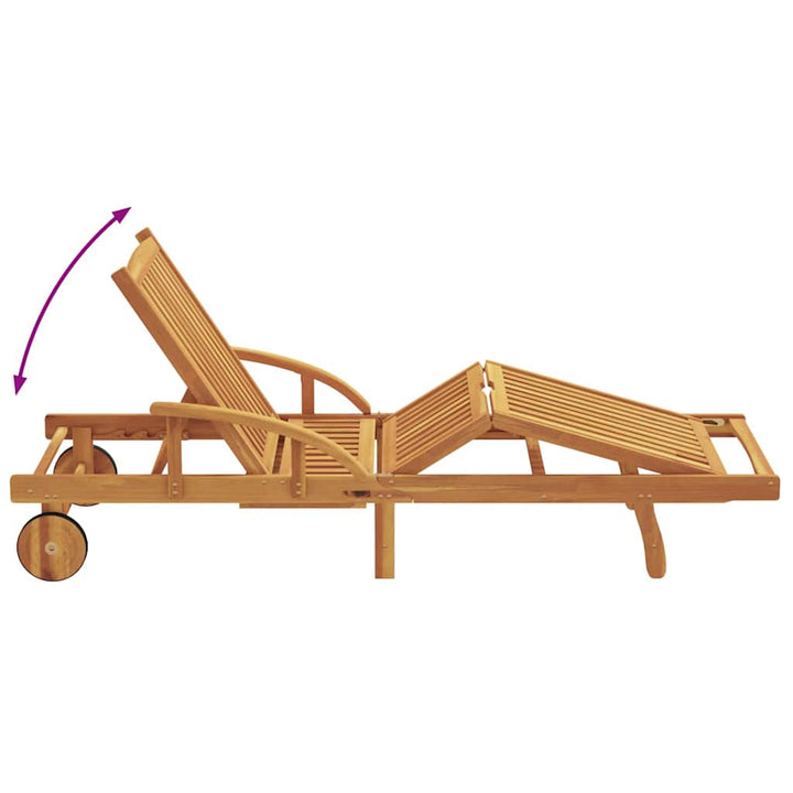 Solstol med pude 1-person Rød 200 x 67 x 84cm Massivt akacietræ