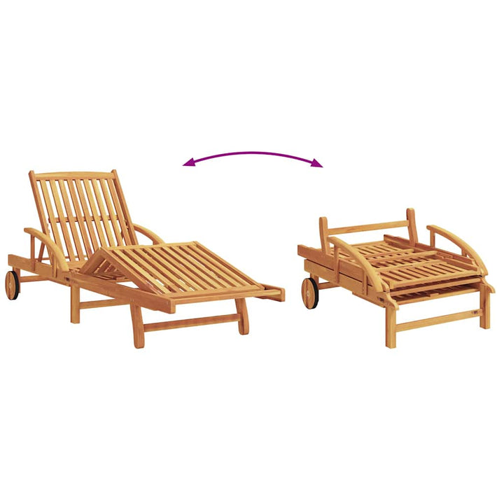 Solstol med pude 1-person Rød 200 x 67 x 84cm Massivt akacietræ