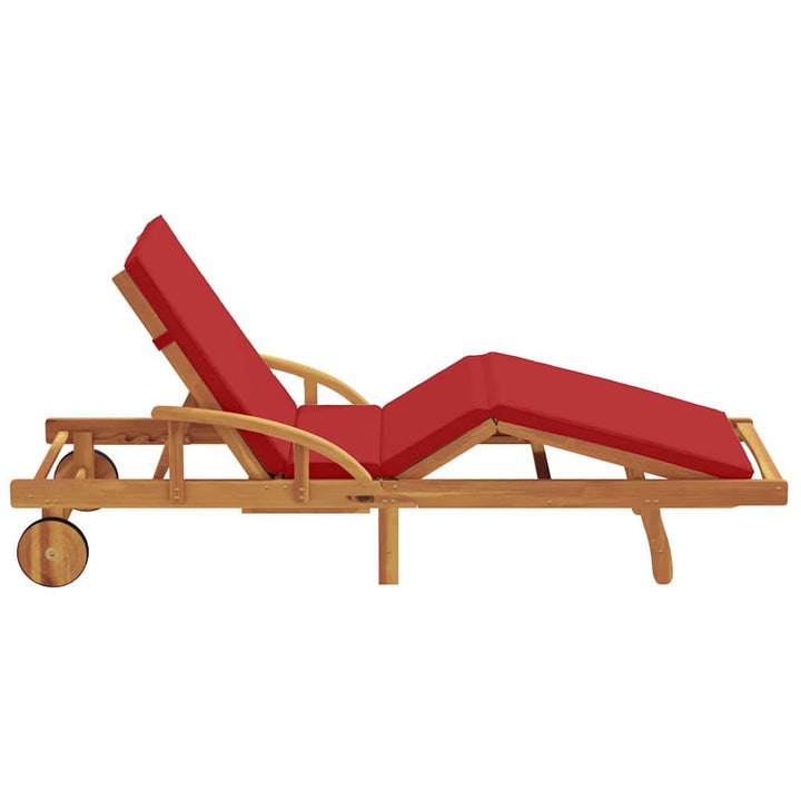 Solstol med pude 1-person Rød 200 x 67 x 84cm Massivt akacietræ