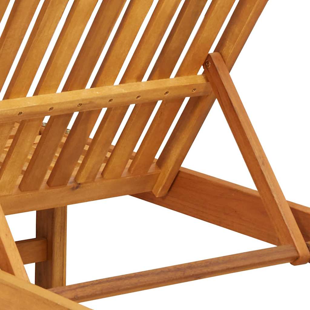 Solstol med pude Brun 63 x 199 x 85cm Massivt akacietræ