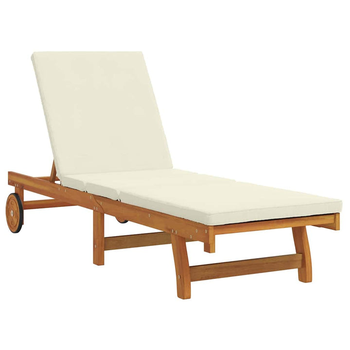 Solstol med pude Brun 63 x 199 x 85cm Massivt akacietræ