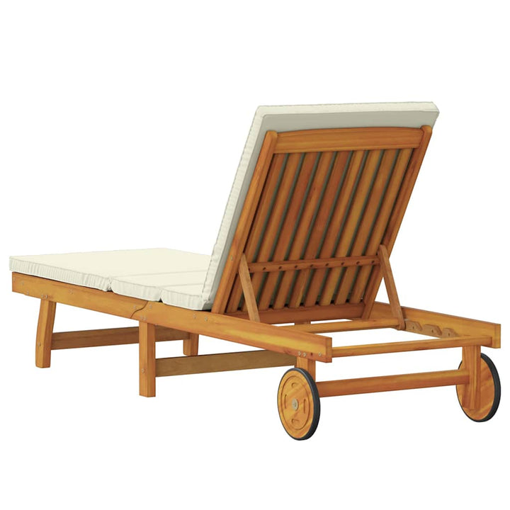 Solstol med pude Brun 63 x 199 x 85cm Massivt akacietræ