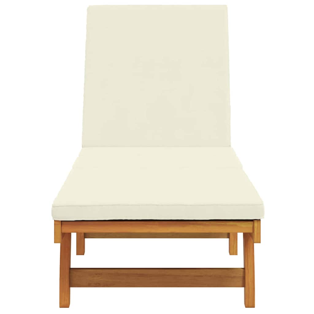 Solstol med pude Brun 63 x 199 x 85cm Massivt akacietræ