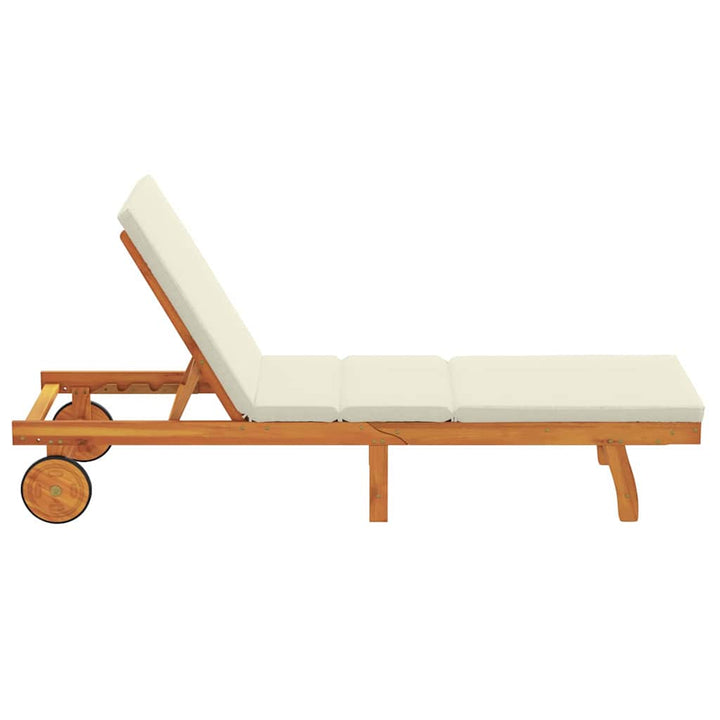 Solstol med pude Brun 63 x 199 x 85cm Massivt akacietræ