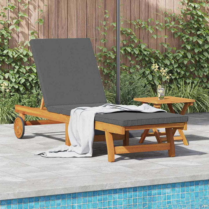 Solstol med pude Brun 63 x 199 x 85cm Massivt akacietræ
