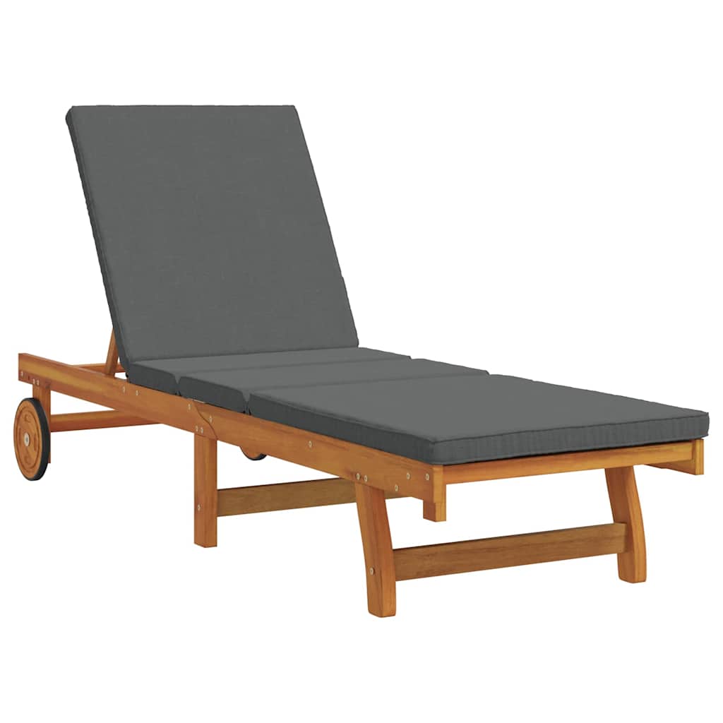 Solstol med pude Brun 63 x 199 x 85cm Massivt akacietræ