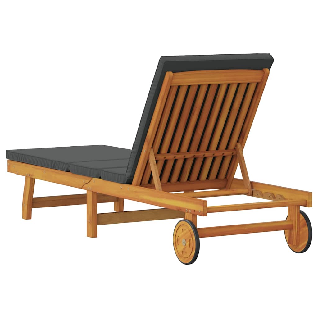 Solstol med pude Brun 63 x 199 x 85cm Massivt akacietræ