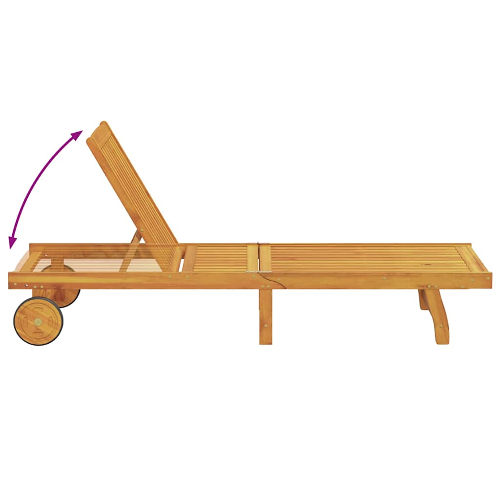 Solstol med pude Brun 63 x 199 x 85cm Massivt akacietræ