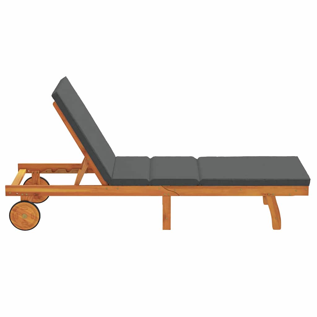 Solstol med pude Brun 63 x 199 x 85cm Massivt akacietræ