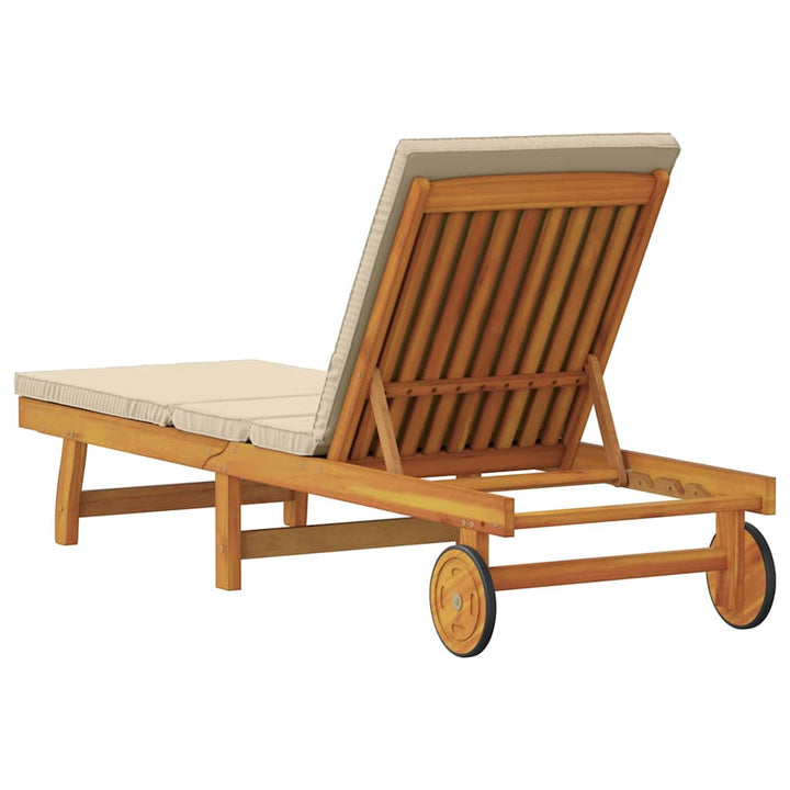 Solstol med pude Brun 63 x 199 x 85cm Massivt akacietræ
