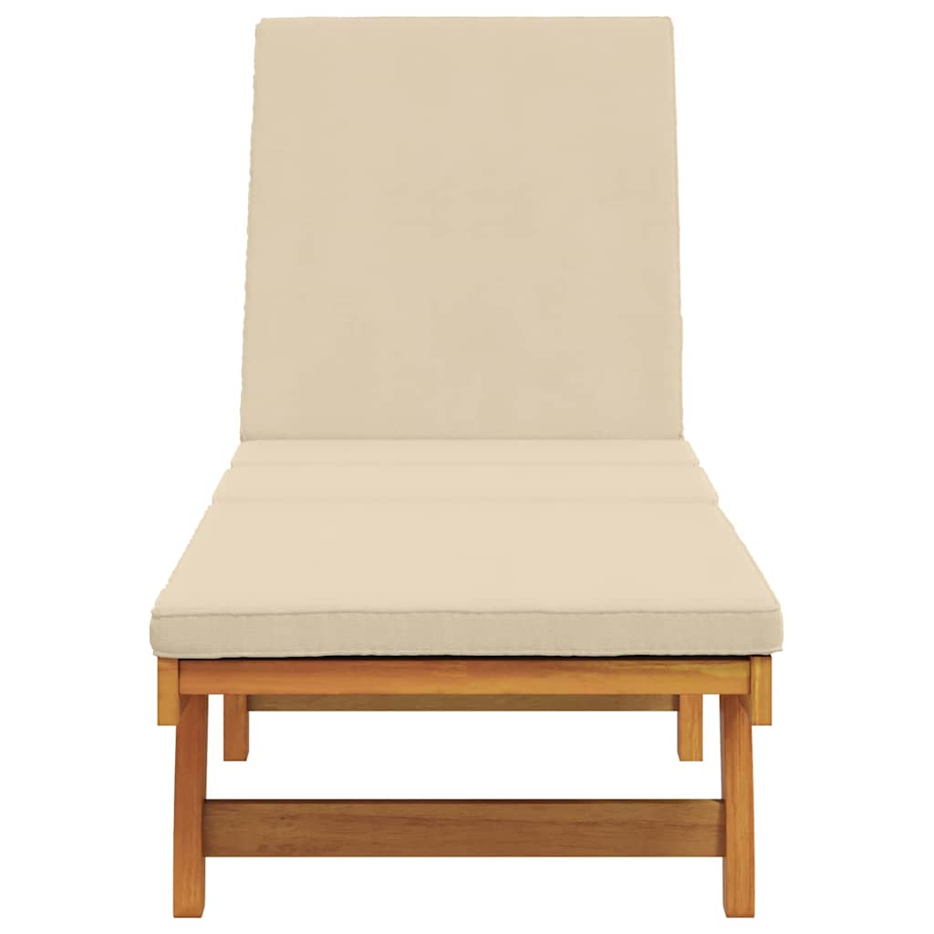 Solstol med pude Brun 63 x 199 x 85cm Massivt akacietræ
