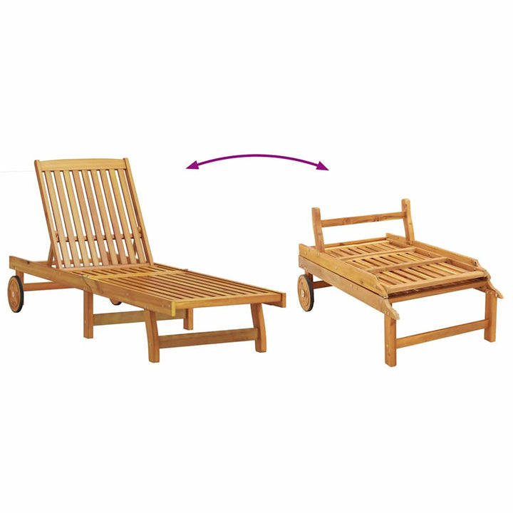 Solstol med pude Brun 63 x 199 x 85cm Massivt akacietræ